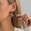 Holiday Dangle Earrings Christmas Drop Jewelry with Gold Tone Glitter Finish for Parties Dinners and Seasonal Styling