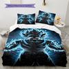 Ropa de cama con estampado de Son Goku, Juego de colcha, Funda de colcha, Funda de almohada, Regalo de cumpleaños para el hogar (1 * funda nórdica + 2 * fundas de almohada, sin núcleo)