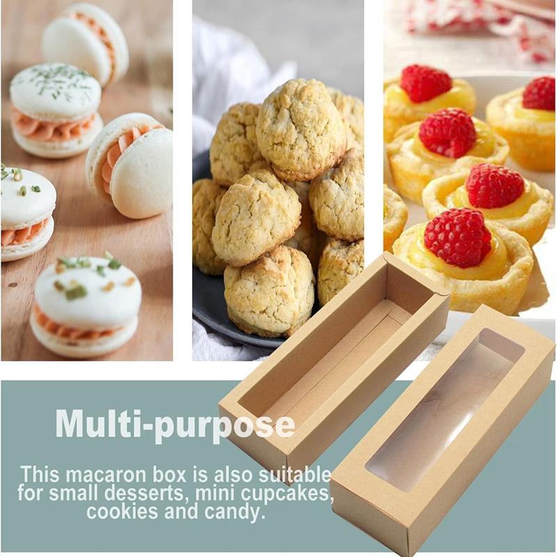 10/20Pcs Macaron Box with Clear Window Kraft Paper Cookie Candy Dessert Cake Box Wedding Birthday Party Christmas Gift Packaging