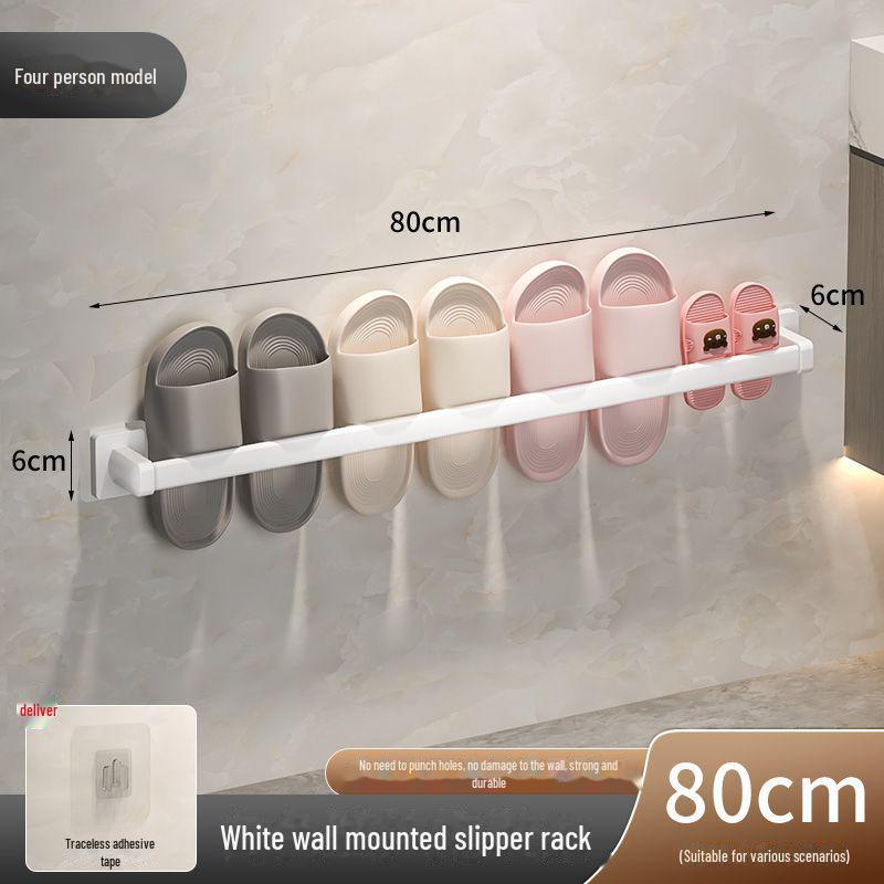 Wall-Mounted Punch-Free Bathroom Slipper Rack for Toilet or Door
