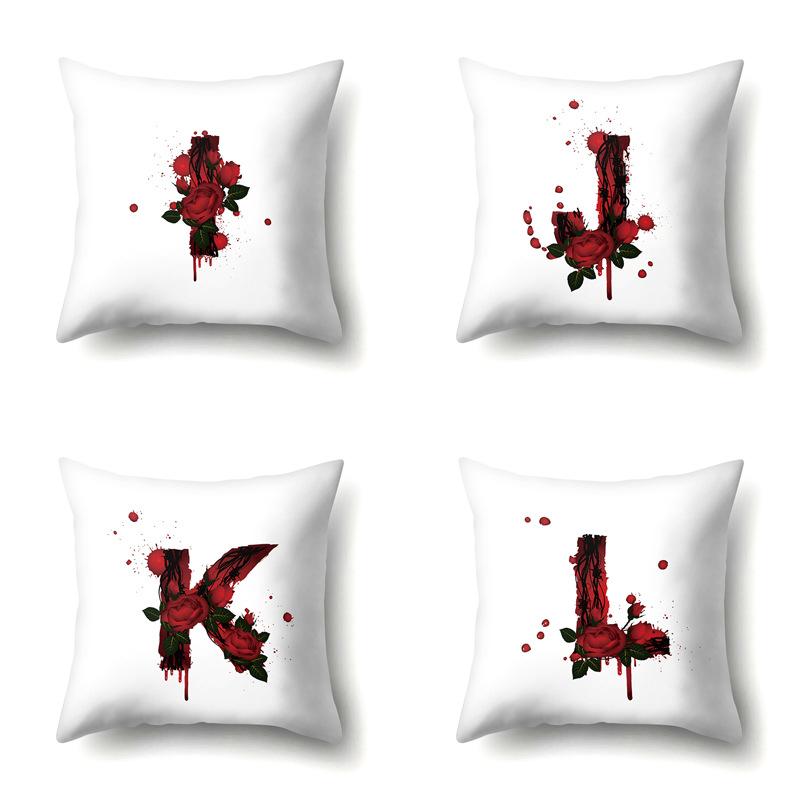 Halloween Polyester Kissenbezug Rose Kopfteil Auto Taille 26 Englische Buchstaben Gedruckter Kissenbezug