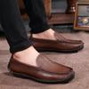 526 Men'S Shoes Leather Shoes One Pedal Flat-Soled Handmade Casual Shoes Spring Low-Top Feet Leather Single Shoes