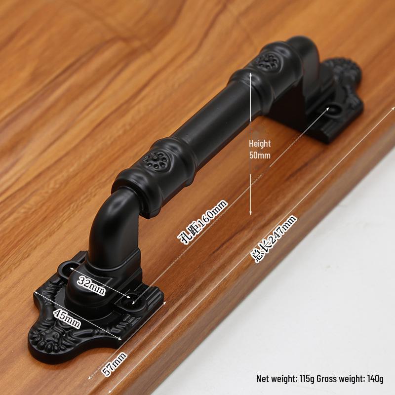 Black Exposed Handle: Easy-to-Install Large Wooden Door Handle for Cabinets and Rooms