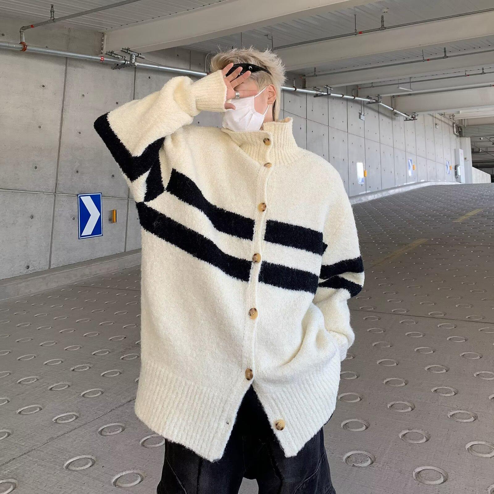 Модный бренд High Street мужской свитер из двух предметов одежды с воротником-стойкой и лацканами на осень и зиму новый универсальный свободный мягкий трикотажный кардиган M 3488₽