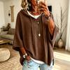 Maglione da Donna Colorato con Cappuccio e Coulisse, Maniche a Tre Quarti, Vestibilità Larga, Top Casual
