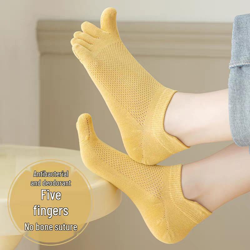 Women's Summer Cotton Mesh Breathable Five-Toe Socks - Antibacterial & Anti-Athlete's Foot