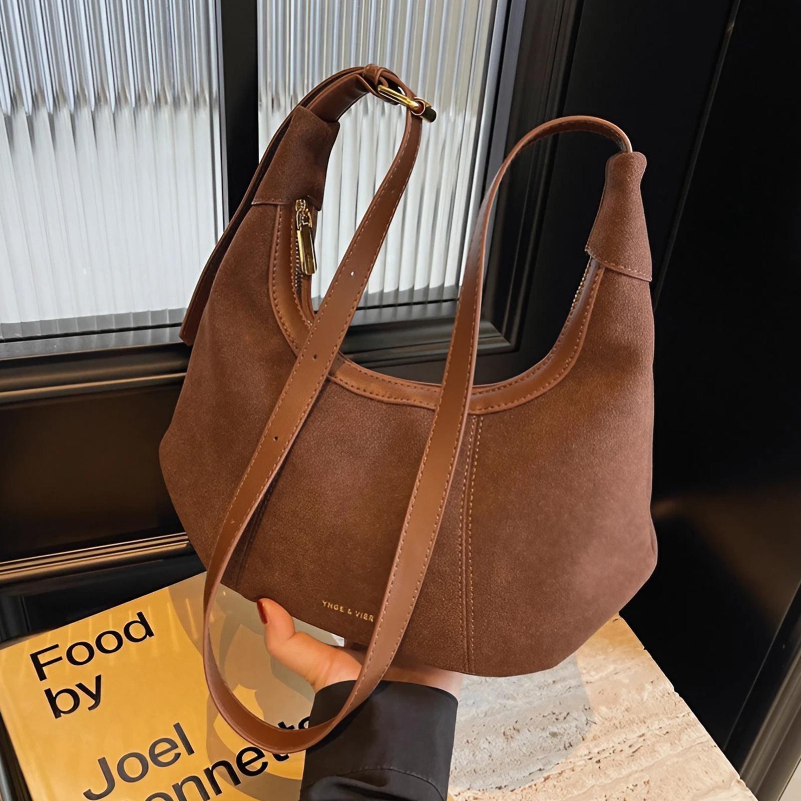 

Retro Fashion Crossbody Shoulder Bag for Women PU Leather Small Bag Textured Surface Adjustable Strap Underarm Purse кофейный