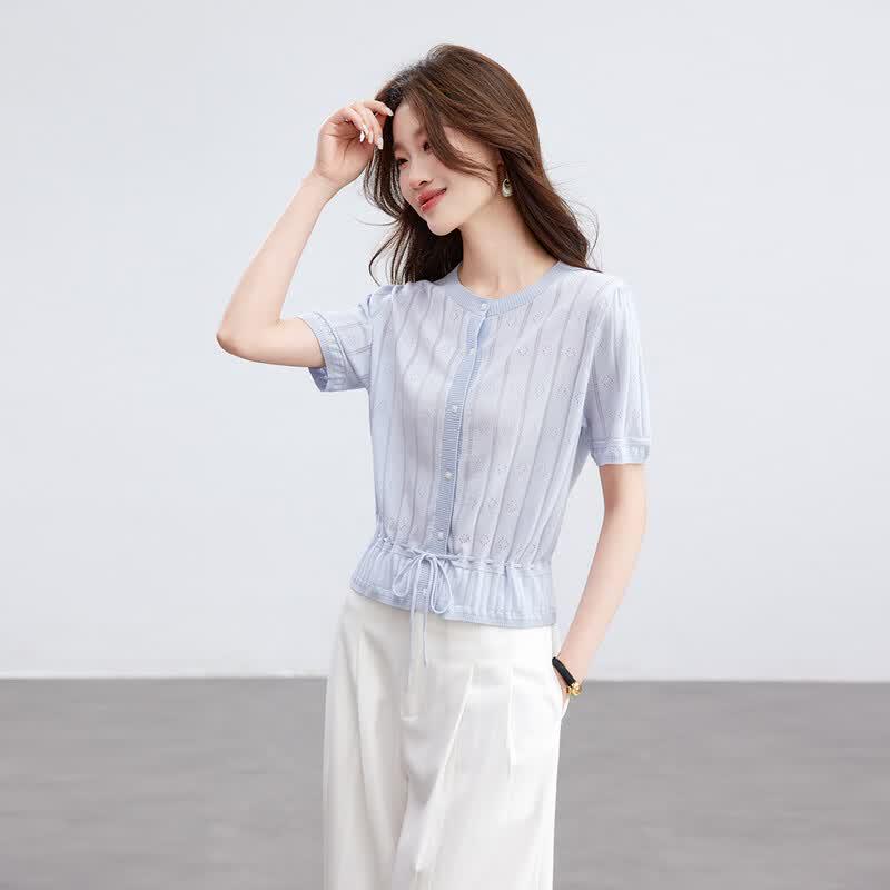Srcr Silk Blend Knitted Short T-Shirt Cardigan