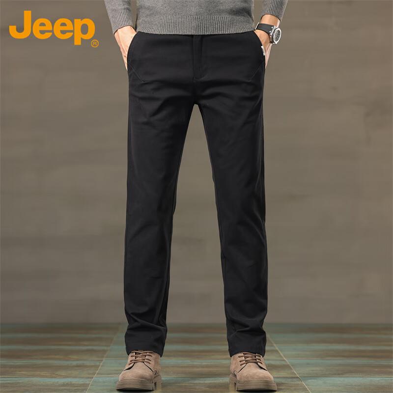JEEP Casual Pants for Men, Spring And Autumn Business Loose Straight-Leg Trousers, Trendy Versatile Men's Pants, Black, Size 29