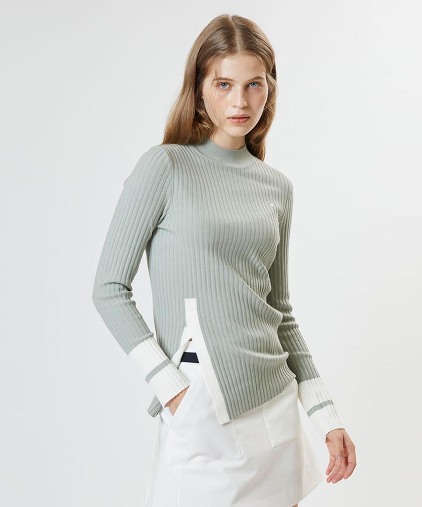 AVEN Front Slit Knit Pullover Mint