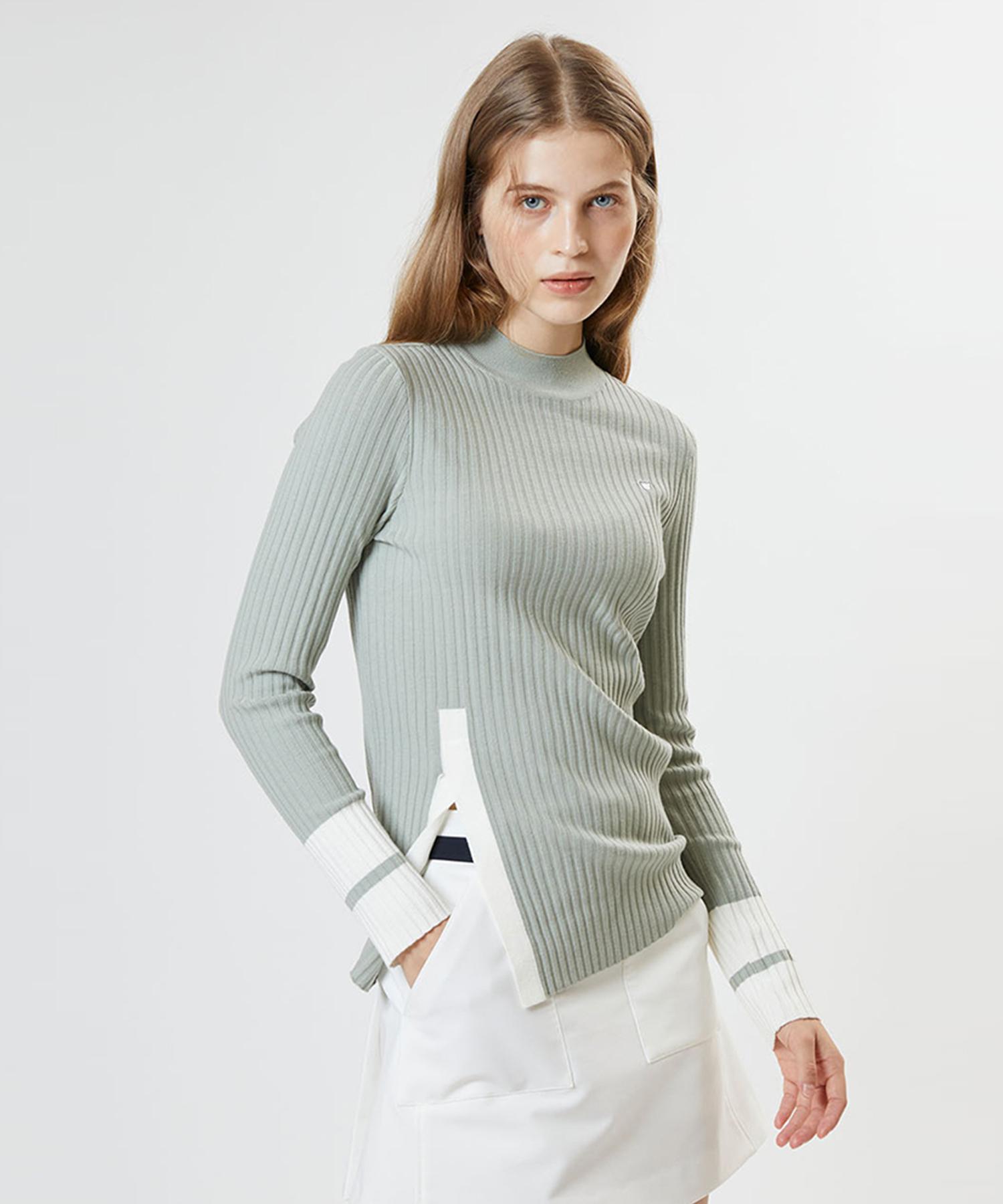 A Ben Front Slit Knit Pullover Mint 001/Free