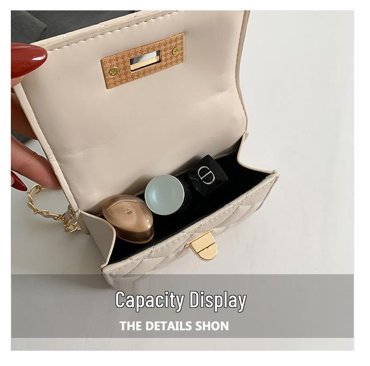 Korean Style Retro Women's Diamond Pattern Chain Crossbody Bag 2025 - Trendy Fashion Casual Small Square Shoulder Bag