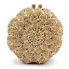 Gold/Yellow Sunflower Clutch Crystal Round Evening Bags Women Wedding Purse Bridal Bags Party Dazzling Diamond Handbags Minaudie