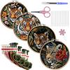 1pc Tiger and Flower Landscape Embroidery DIY Fabric Craft Kit with Tools