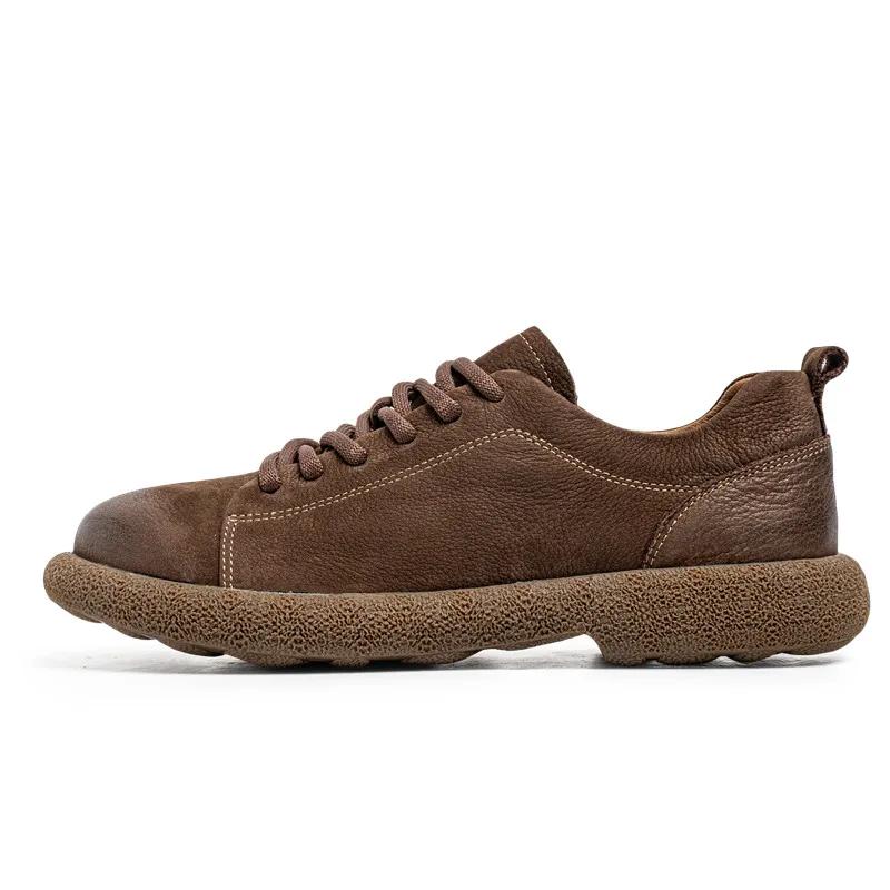 Fashion British Style Flat Designer Driving Shoes Men Minimalist Split Leather Casual Leather Oxford Shoe Comfy Lace-Up Walking Sneakers