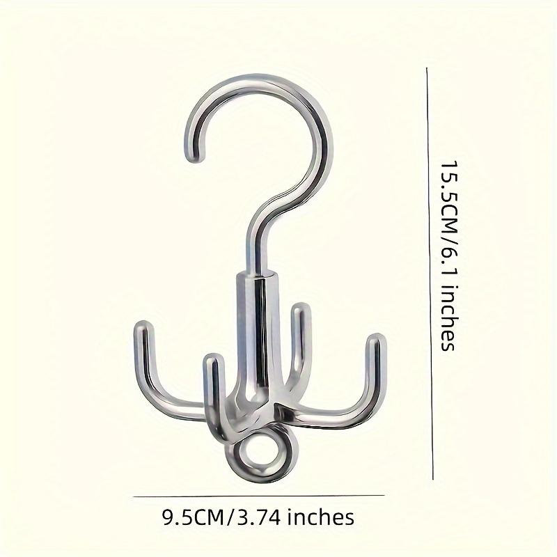 1Pc Multifunctional Rotating Clothes Hook, Punch Free 4-Claw Rotation Coat Hanger, Belt Organizer, Scarf Storage Rack, Wardrobe