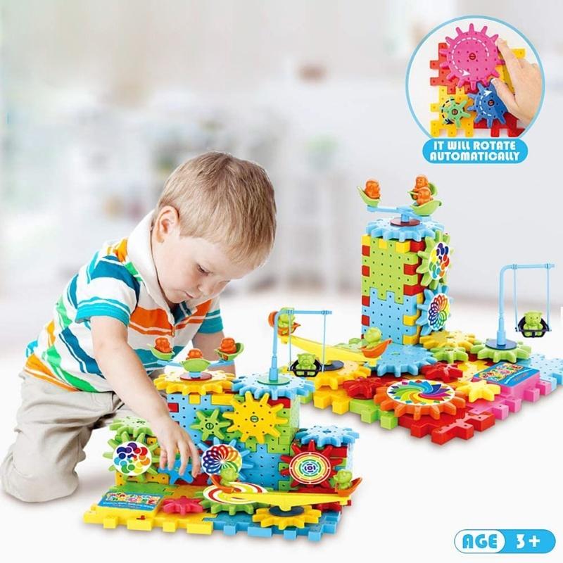 81 Piece DIY Gear Building Blocks Toy Set Learning Blocks Motorized Spinning Gears Construction Toy Kids DIY Gift