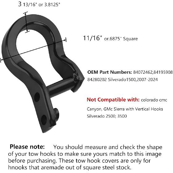 Tow Hook Covers Fit For Chevy Silverado 1500 2007-2025, Hitch Cover Front Car Tow Hooks Personalized Front Accessories With Enhanced Protection And