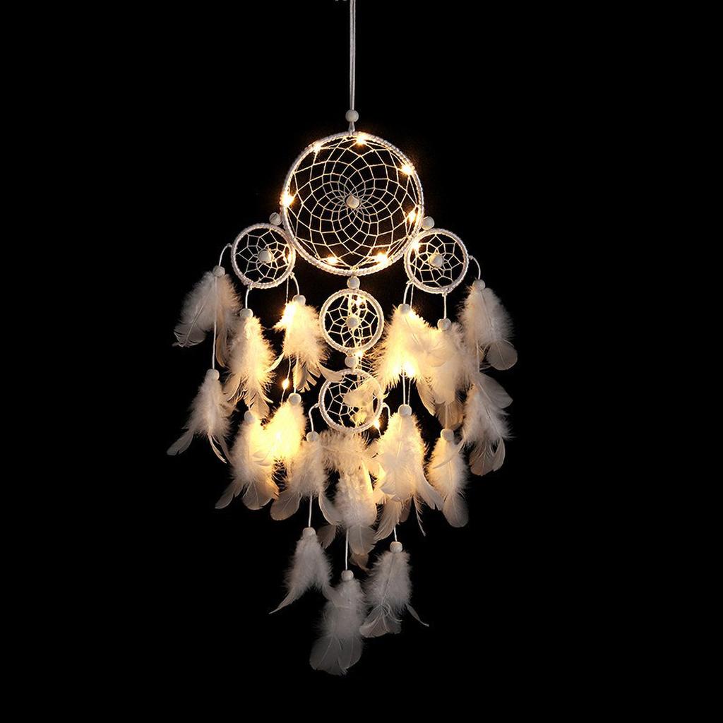 European Style Dreamcatcher - Five Ring Feather Pendant with Wind Chimes, Fashion Decor Gift