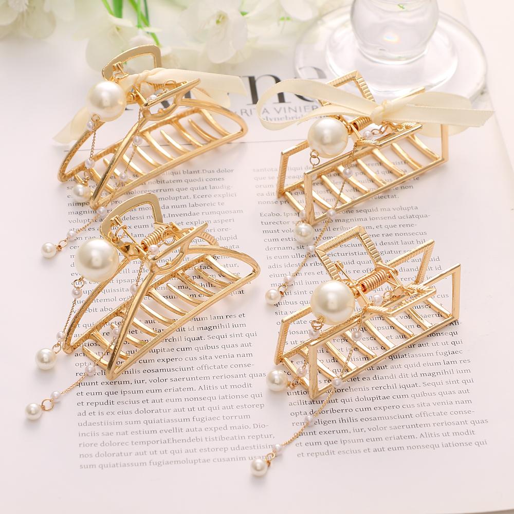 Metal Butterfly Pearl Butterfly Pendant Hairpin Pure Color Sweet and Lovely Gentle Girl Simple Hairpin