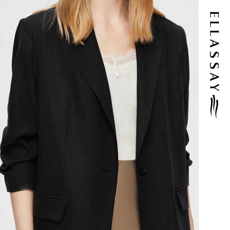 ELLASSAY Women's Lyocell Relaxed Fit One-Button Blazer