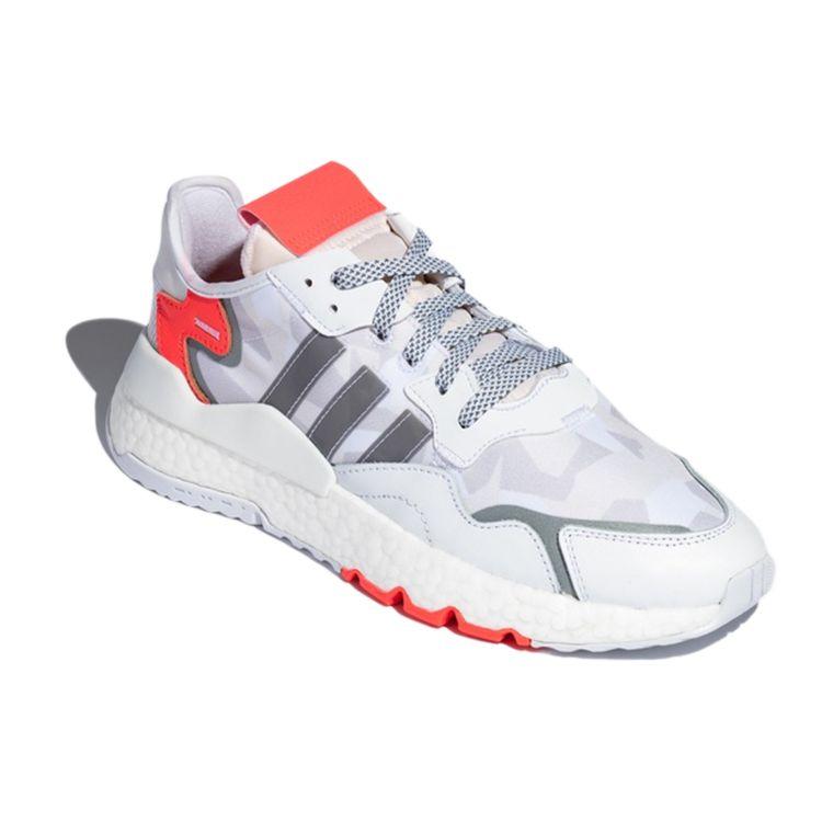 Adidas Originals Nite Jogger Fabric Sports Versatile Non-Slip Breathable Low-Top Lifestyle Casual Shoes Unisex Sneaker White Gray Pink FV1310