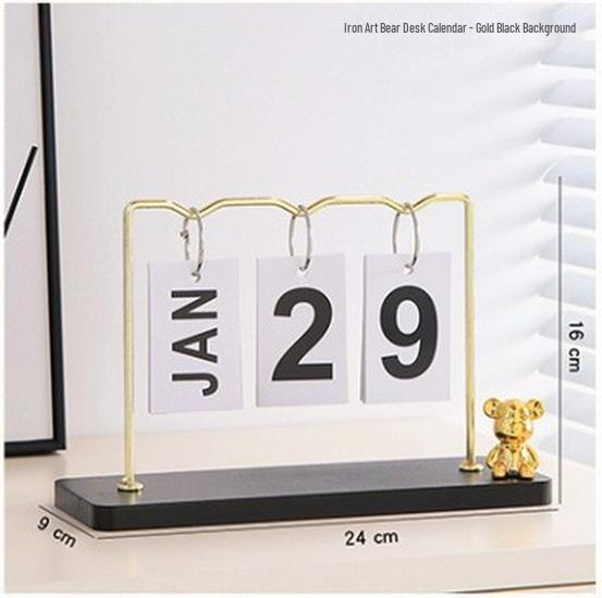 Rotating Wooden Perpetual Calendar Ornament for Desk and Home Decor