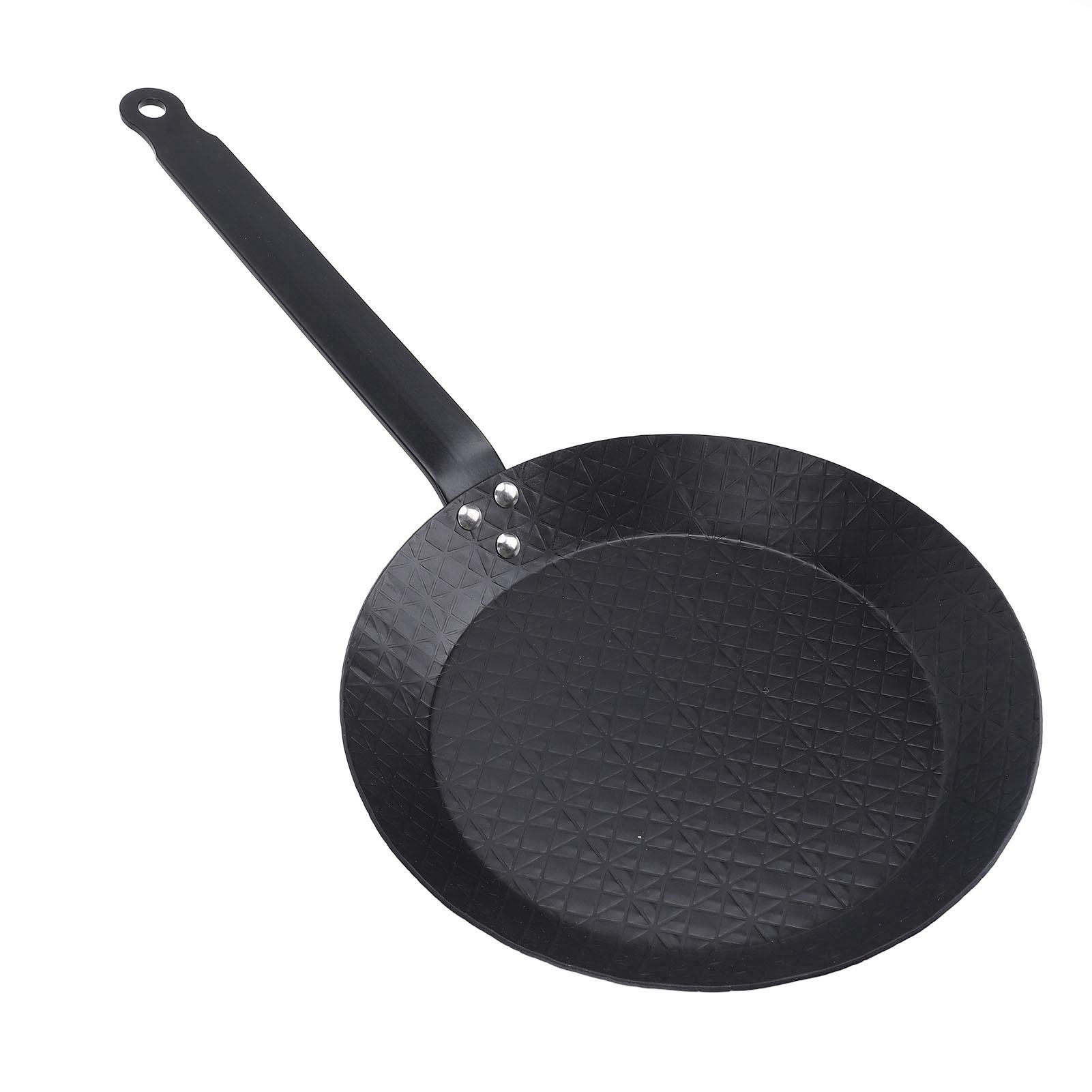 

Carbon Steel Skillet Nonstick Frying Pan Smokeless Comfortable Grip Indoor Outdoor Cooking for Steak Egg Fish Vegetable L