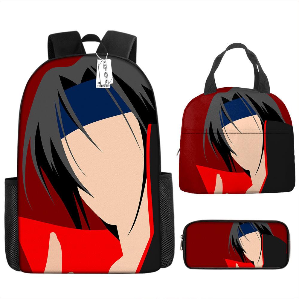 Naruto Schoolbag Elementary School Boys Large Capacity Schoolbag Lunch Bag Pencil Case Three-piece Set