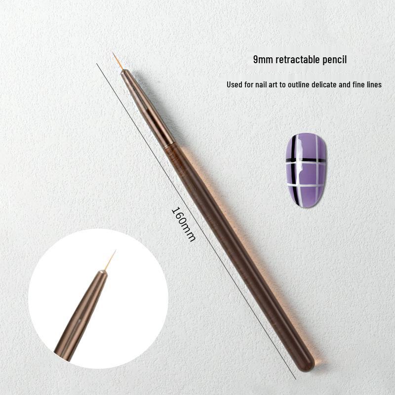 

9-Piece Transparent Brown Nail Art Brush Set: Liner, Crescent Moon, Universal, and Round Gel Brushes for Autumn Designs