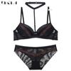 DKGEA Fashion Halter Sexy Underwear Set Women Lace Push Up Bra Thick Brassiere