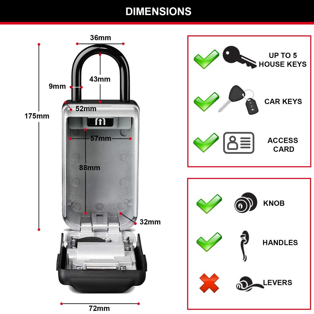 Master Lock Portable Light Up Dial Key Safe with Shackle, Medium, Outdoor
