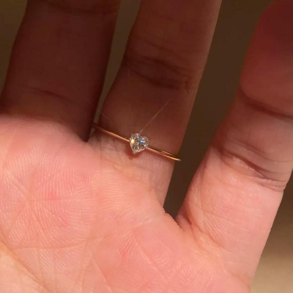 Minimalist Heart Diamond Open Band Ring