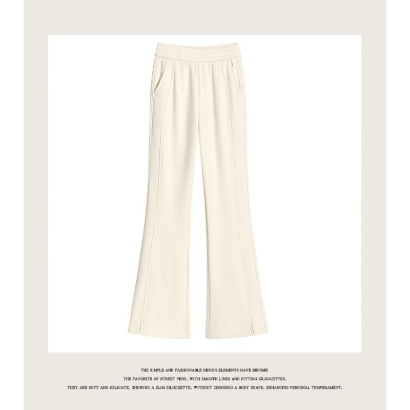 

DIMANAF Осень Зима Большие Размеры Женские Брюки Леди Длинные Брюки Однотонные Оверсайз Свободные Повседневные Брюки Толстые Вязаные M бежевый