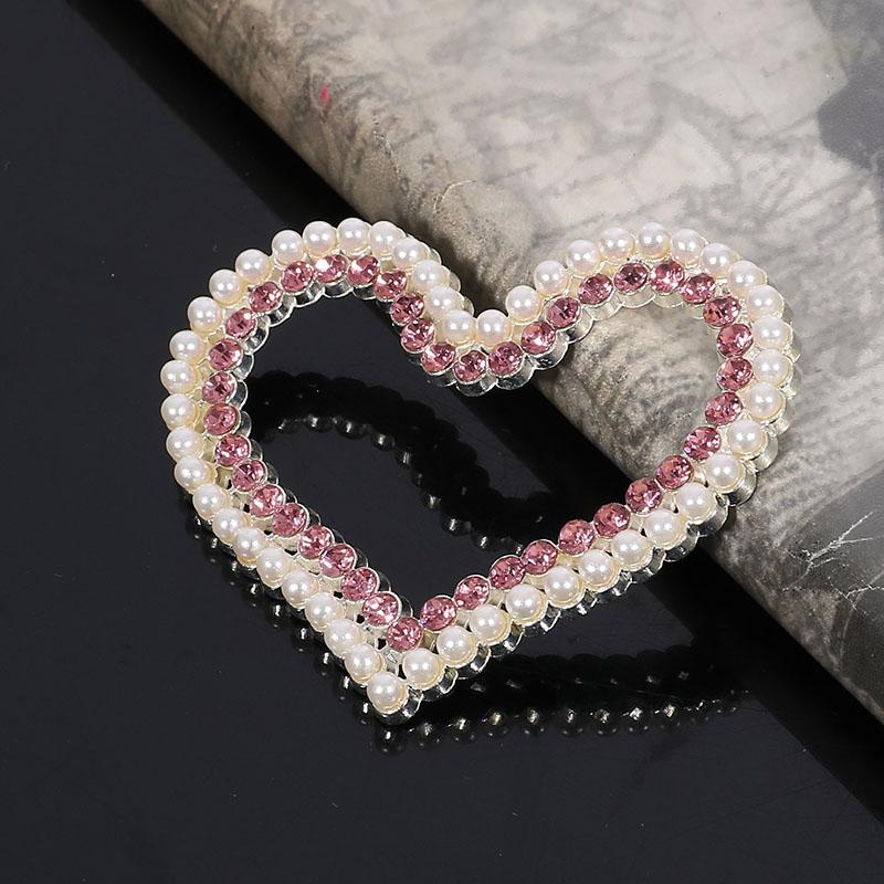 

Engood 60Pcs Pearl Heart LOVE Rhinestone Buttons Buckle Sewing Trim & Embellishments Craft Buckles DIY Wedding Hair Accessories рожевий