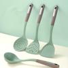 Non Stick Silicone Anti-Scald Spatula Long Handle Non-toxic and Odorless Soup Spoon Colander Household Cookware for Kitchen