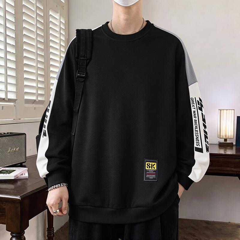Men's Sweatshirt Casual Handsome Long-sleeved T-shirt Round Neck Sweatshirt Men's Clothing