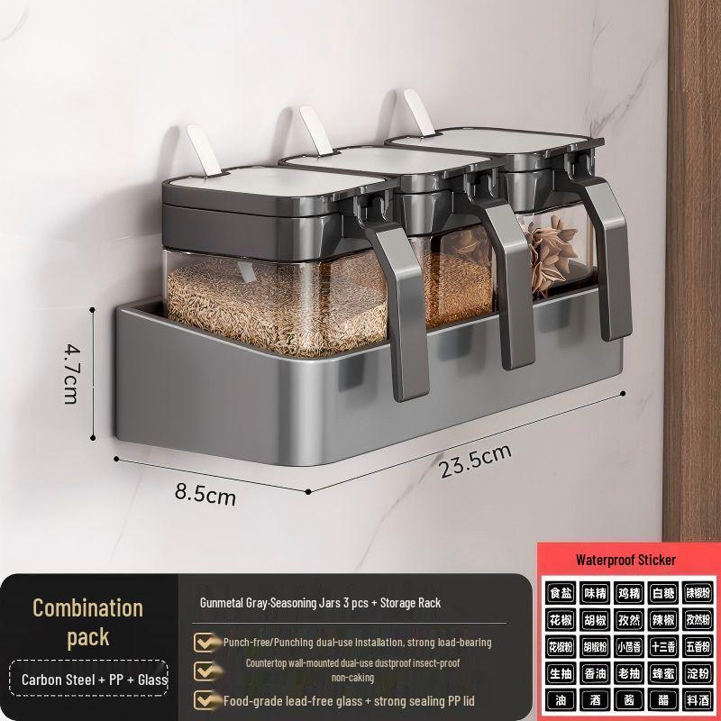 No-Drill Wall-Mounted Spice Rack & Seasoning Organizer