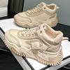 Spring and Autumn new leather breathable sneakers platform casual dad shoes high-top single shoes