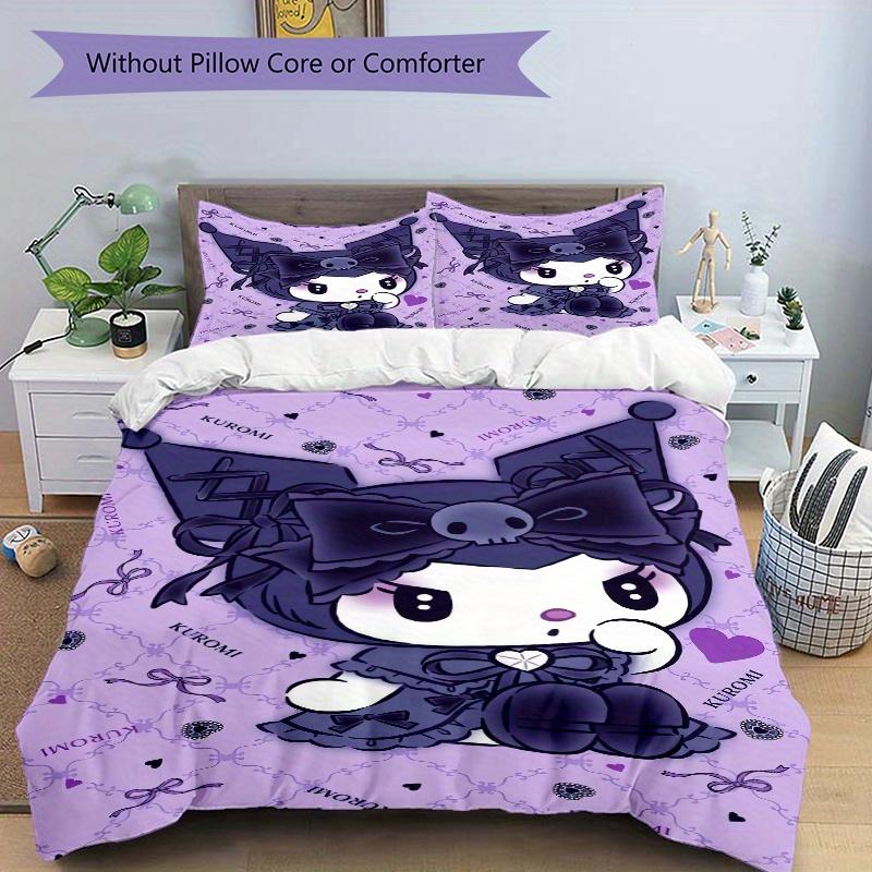 3pcs Cute Kuromi Printed Quilt Set - Soft and Comfortable Quilt Cover for Bedroom, Guest Room and Dormitory Decorative Bedding Set 1 Duvet C