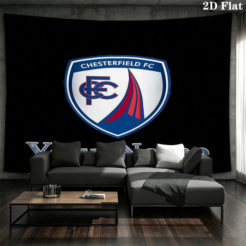 Chesterfield Fc Crest Custom Name Wall Tapestry Aesthetic Wall Hanging Printed Fabric Blanket Decorative Tapestries For Bedroom Living Room Home Decor