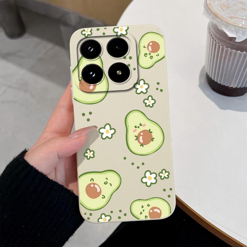 For Xiaomi 17 14 14T 15 15T Pro Poco C71 C75 M7 M8 F7 F8 Phone Case Cute Flower Avocado Pattern Shockproof Silicone Back Cover Shell For Xiaomi Casing