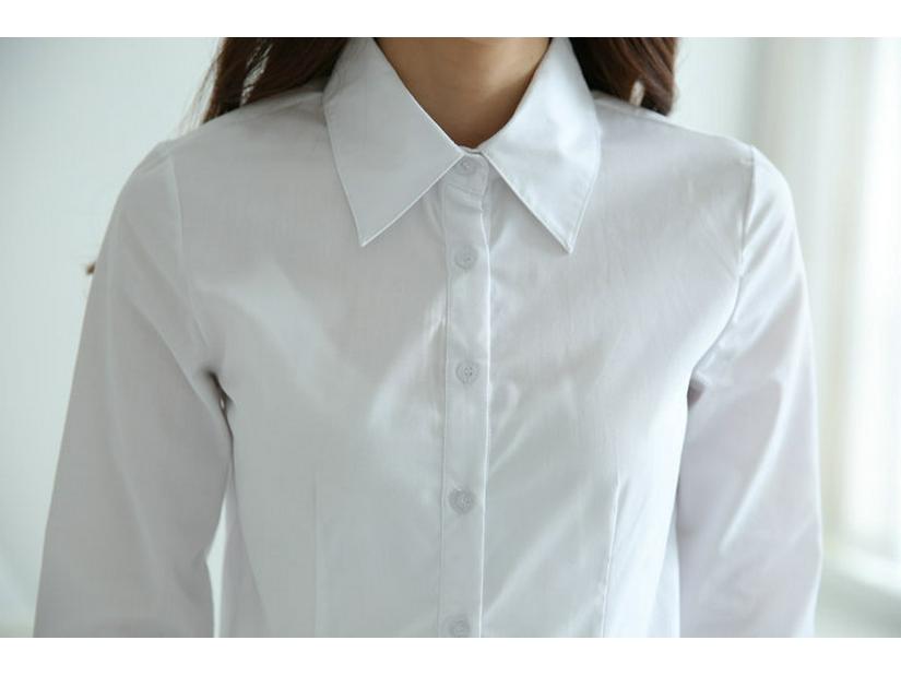 New Women's Spring & Summer White Long-Sleeve Professional Shirts In Plus Sizes