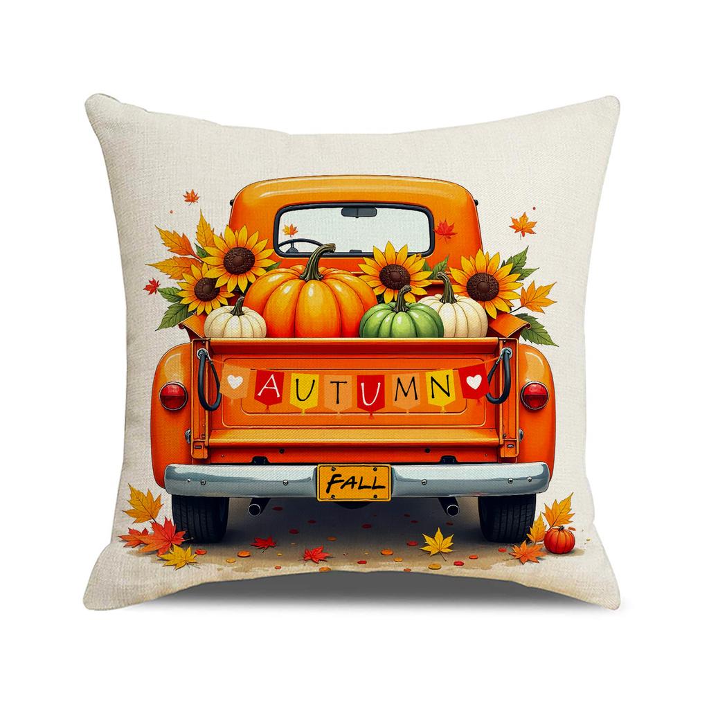 Autumn Harvest Pumpkin Pillow Cover Farmhouse Atmosphere Decoration Thanksgiving Cushion Maple Leaf Print Home Sofa Cushion