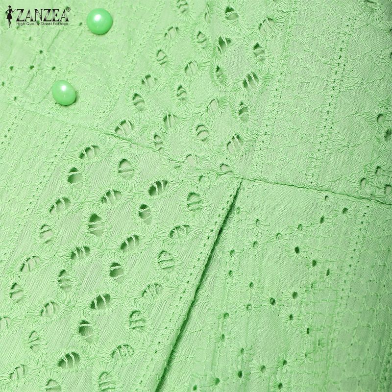 ZANZEA Women Casual V-Neck 3/4 Sleeve Loose Long Dress