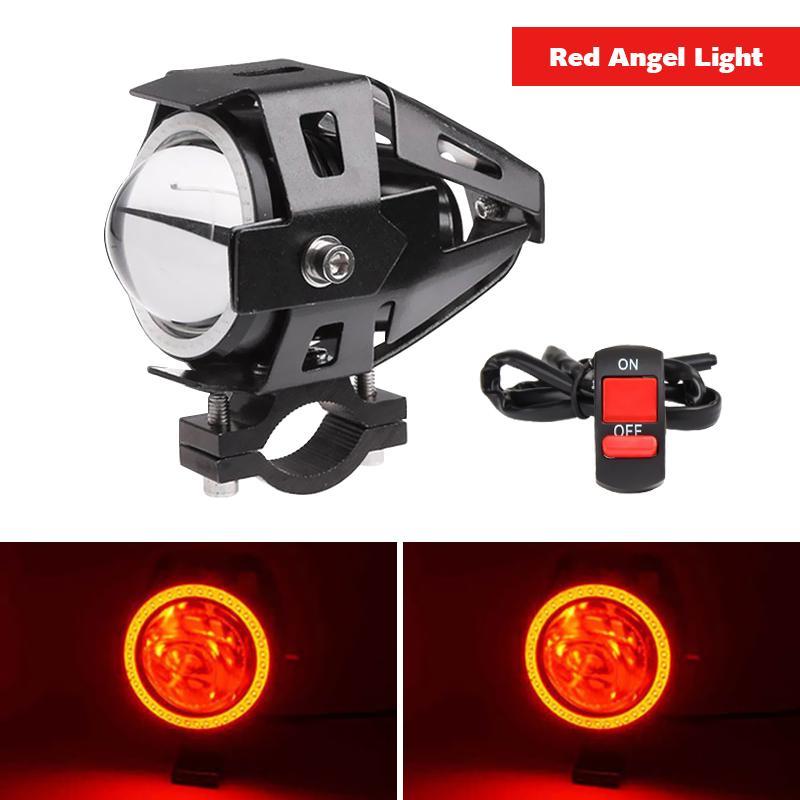U7 LED Motorcycle Headlight Angel Eyes Spotlight Headlamp Super Bright Fog Lights Spotlights U7 Mini Moto Auxiliary Driving Lamp