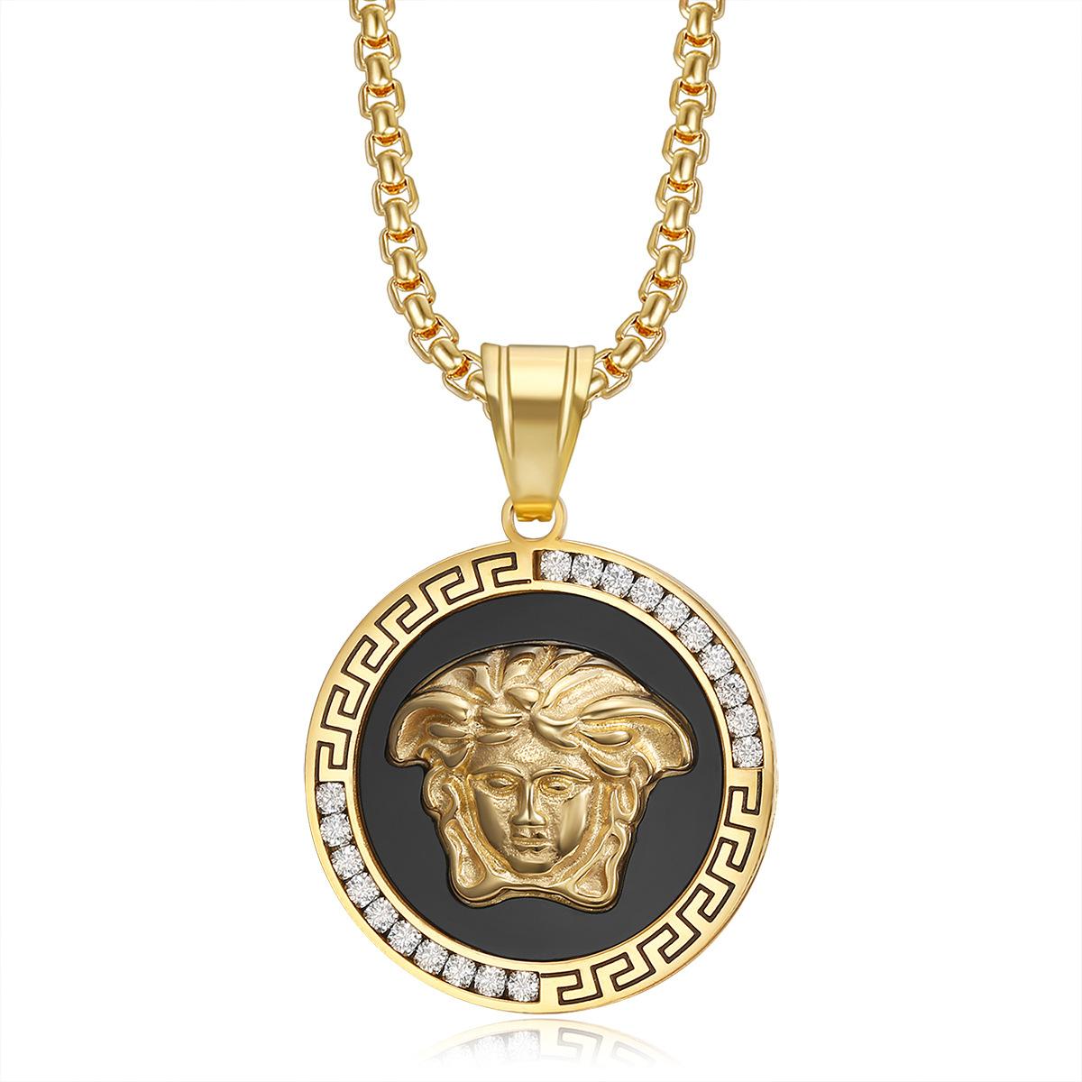 

2026 Jewelry Fashion Trend Inlaid Zircon Men s Party Jewelry Accessories Greek Mythology Pendant Necklace 60CM