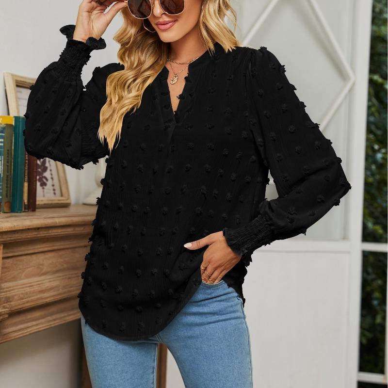 Blusas y Camisas Casuales de Moda para Mujer JPNTKY de Manga Larga con Cuello en V