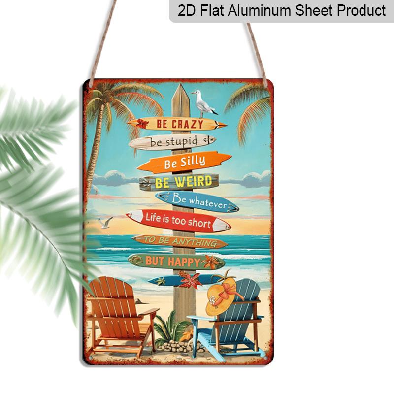 

2D Flat Vintage Surfboard Aluminium Metal Sign with Inspirational Beach Quotes - Retro Coastal Wall Art Decor for, Cafe, Bar, Beach House - 8x12 Inch 20*30cm