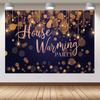 1 black and gold housewarming party background - polyester banner, golden bokeh design and festival, home decoration